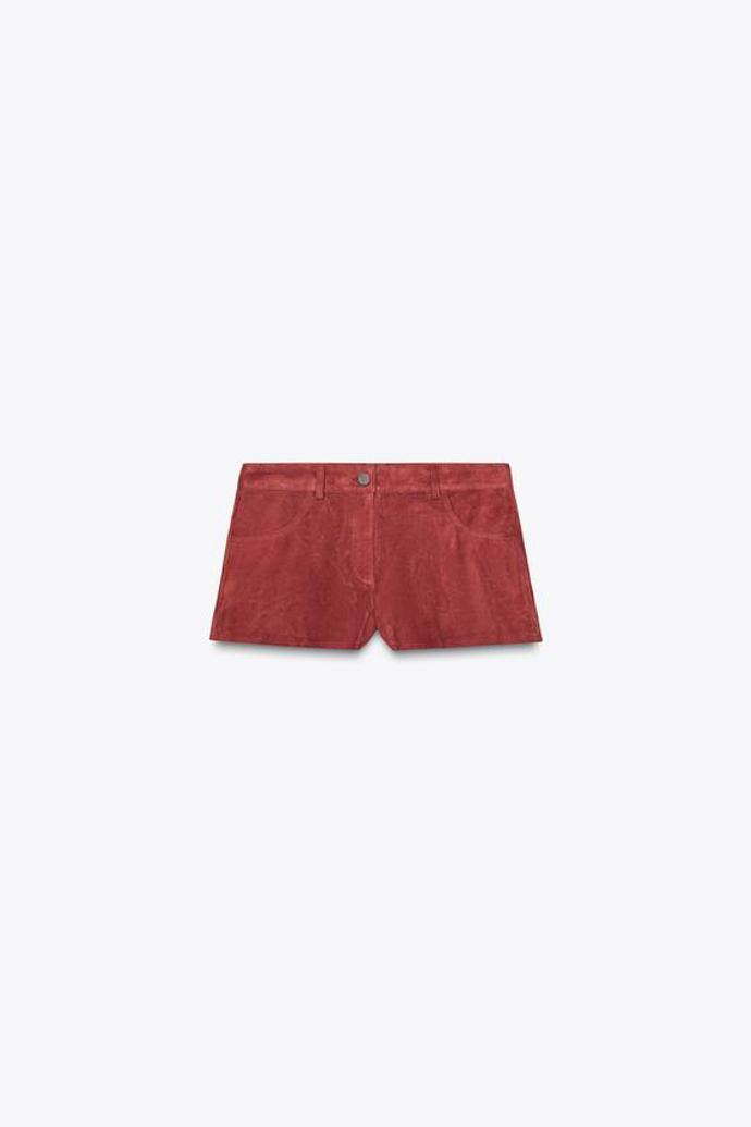 Semišové kožené šortky, Zara, 5599 Kč