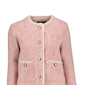 Dámské růžové sako se zlatými knoflíky, F&F, 999 Kč