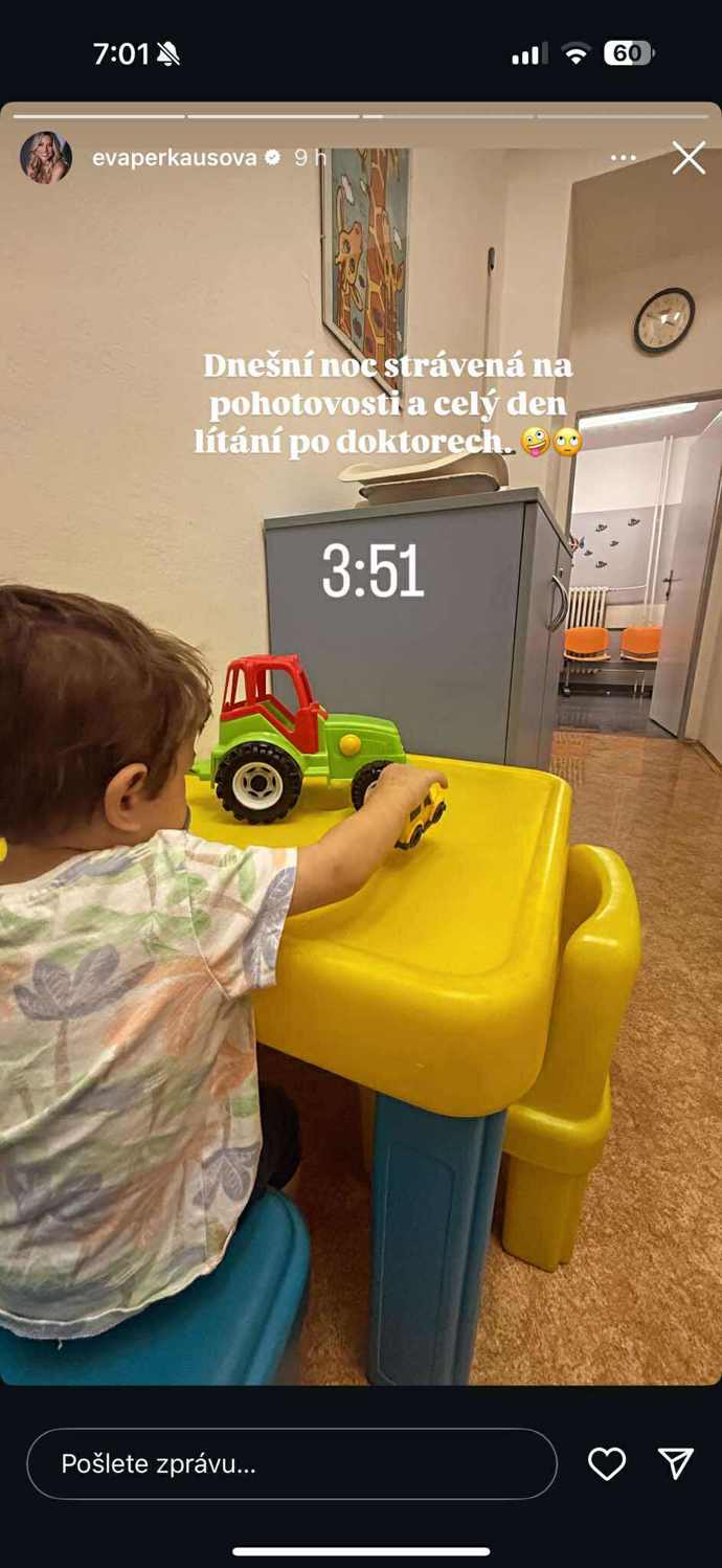 Eva Perkausová strávila noc na pohotovosti.