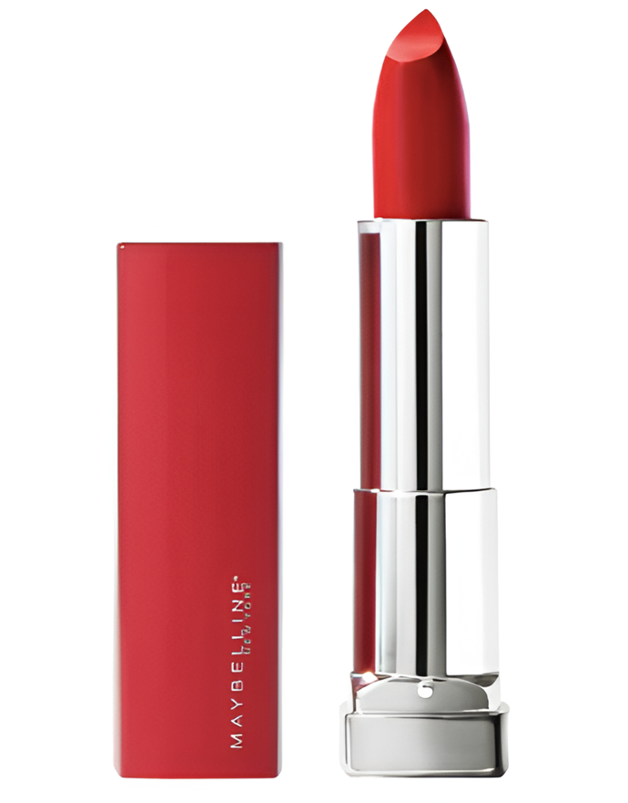 Rudá rtěnka je klasikou, která dodá šmrnc každému outfitu. Zkusit můžete například tu od Maybelline New York za 129 Kč.
