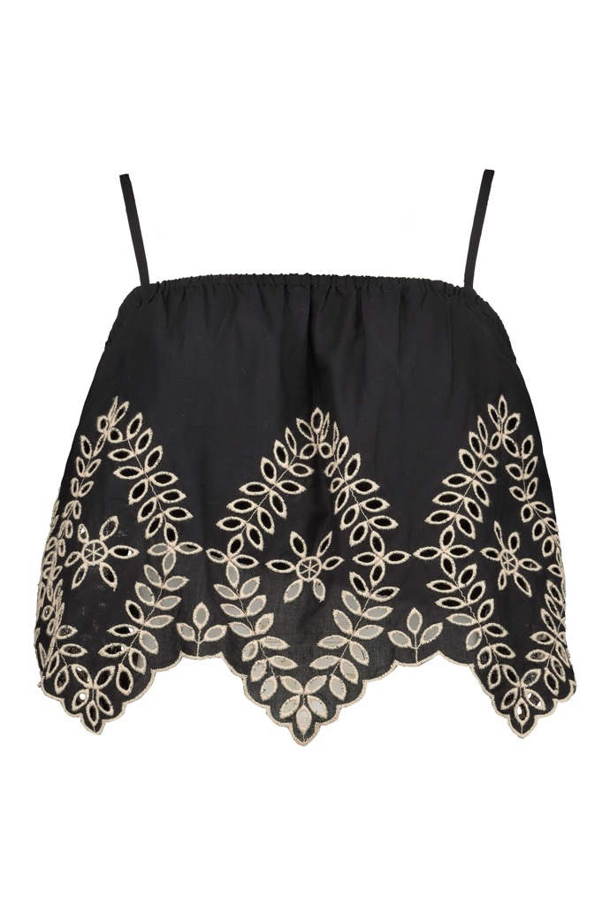 Dámský černý vyšívaný crop top na ramínka, F&F, 599 Kč