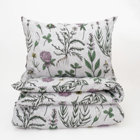 Herbář šedý – Bavlněné povlečení Renforcé. Cena se slevou: 519 Kč (Běžná cena: 649 Kč).