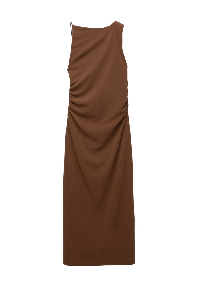 Asymetrické midi šaty s řasením, Pull&Bear, 799 Kč