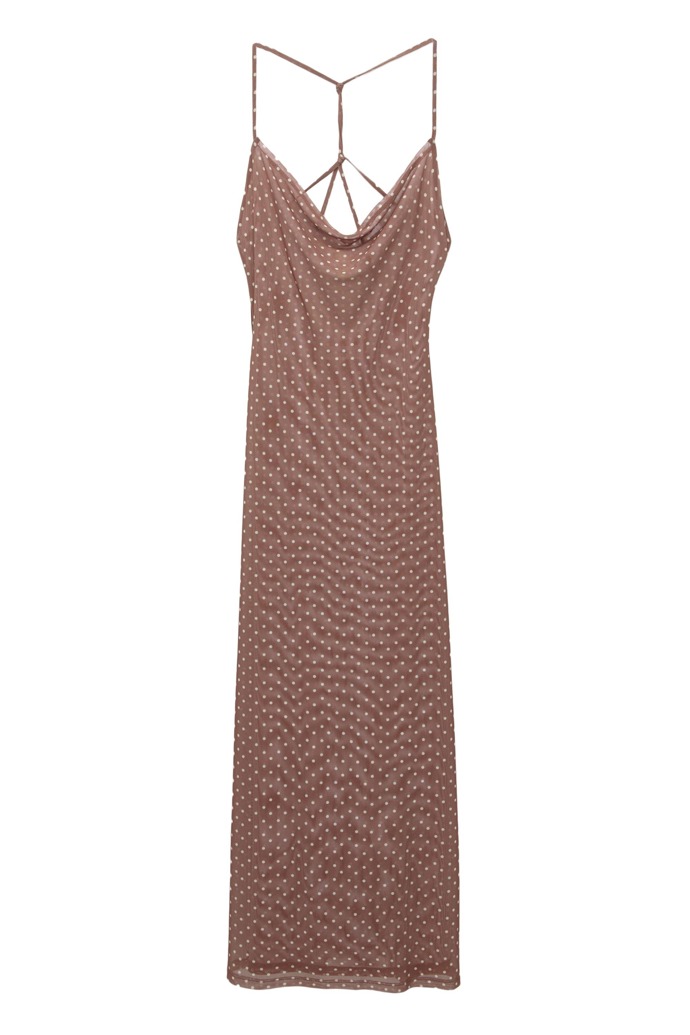 Tylové midi šaty s puntíky, Pull&Bear, 849 Kč