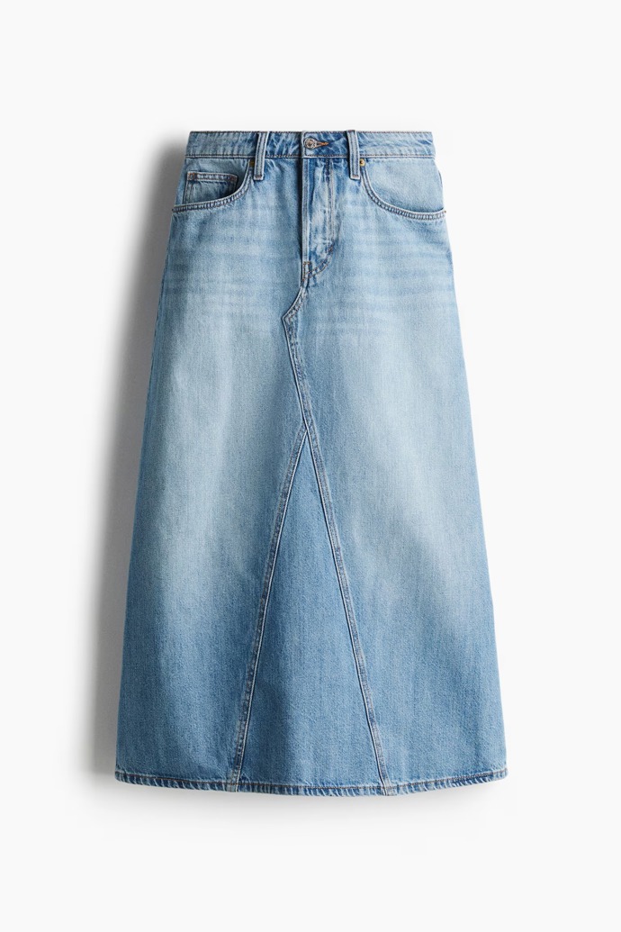 Džínová sukně áčkový střih, H&M, 719 Kč