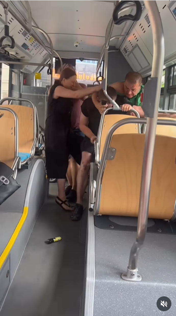 Rvačka v ostravském autobuse.
