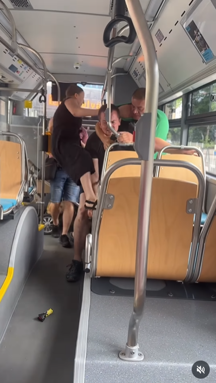 Revizoři se vrhli na cestujícího. Jeho partnerka ho bránila.