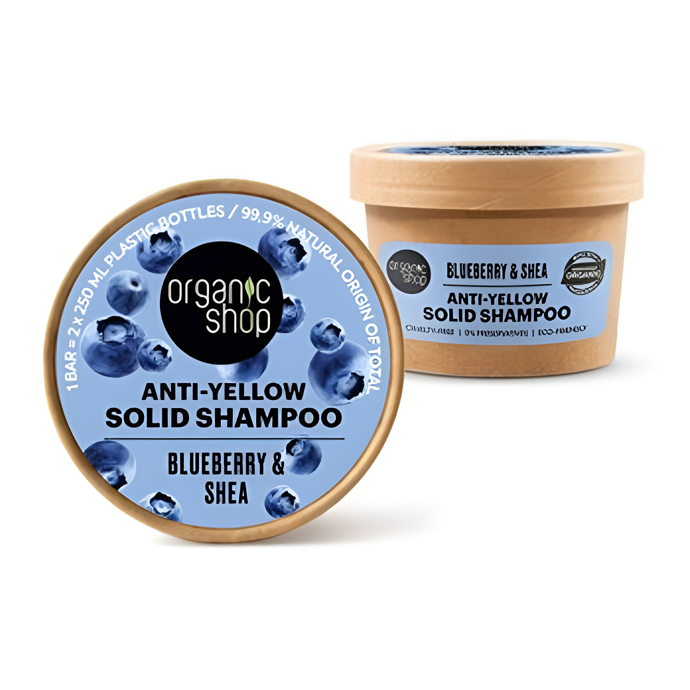 Tuhý šampon pro blond vlasy s borůvkou a bambuckým máslem, Organic Shop, 129 Kč