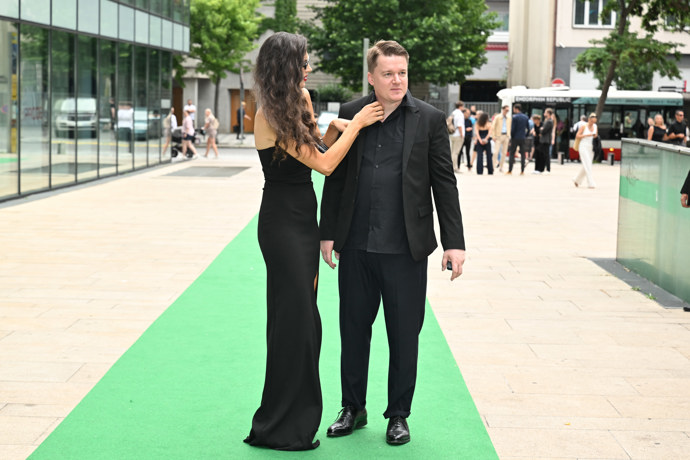 Aneta Vignerová a Petr Kolečko na premiéře filmu Kouzlo derby.
