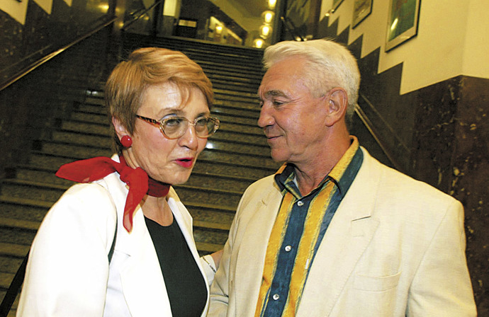 Jiří Krampol se svou první ženou, televizní hlasatelkou Janou Fořtovou. 