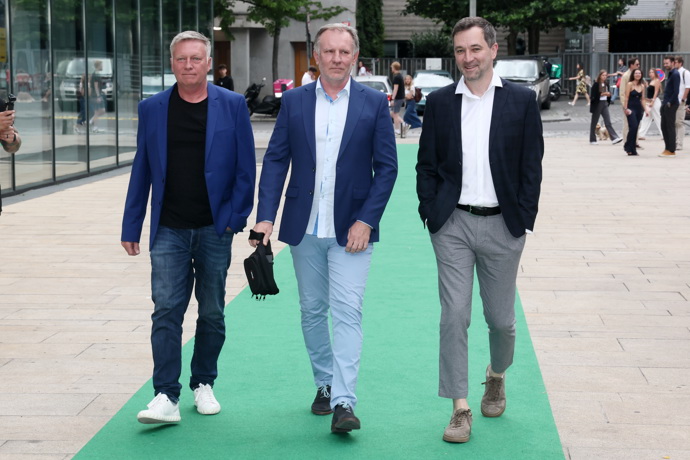 Michal Dlouhý a Ondřej Sokol dorazili na premiéru filmu Kouzlo derby společně s kolegou Martinem Fingerem.