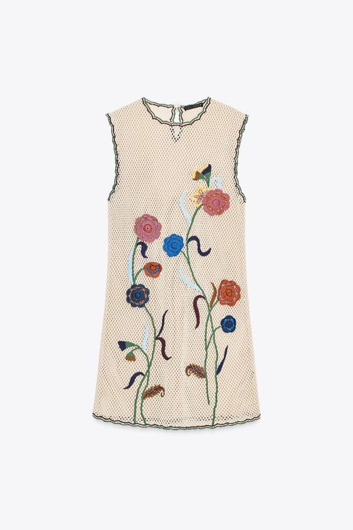 Šaty s výšivkou květin, Zara, 1799 Kč