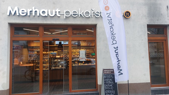 Prodejna Merhautova pekařství.