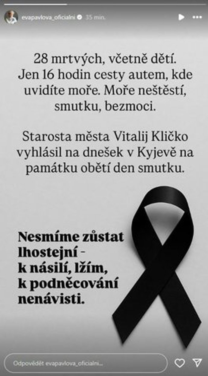 Eva Pavlová na Instagramu sdílela své pocity.