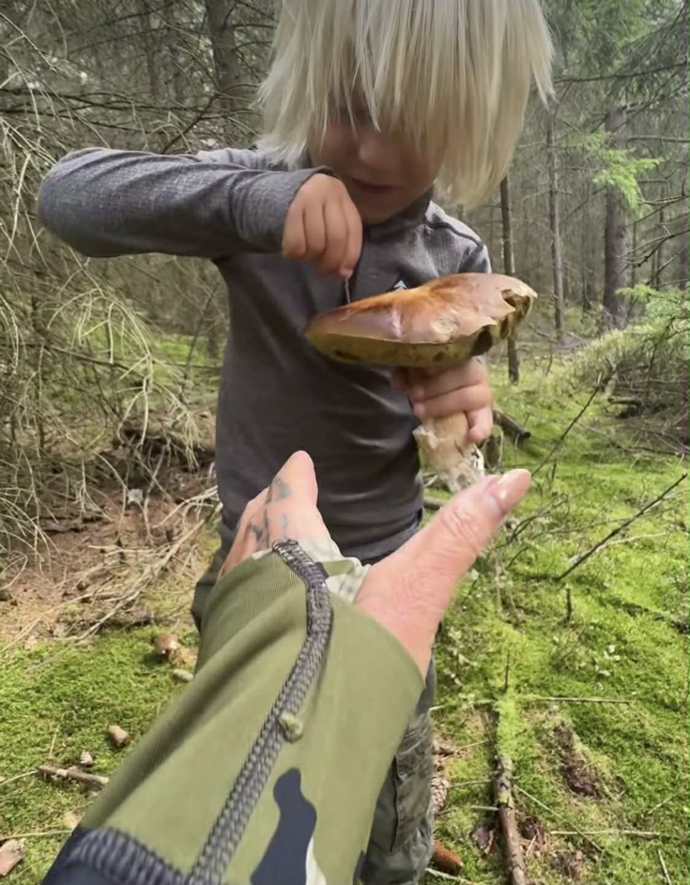 Pepík je v lese jako doma a dobře ví, jak se k houbám chovat.