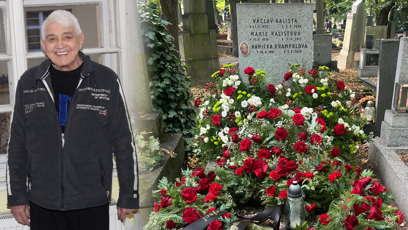 FOTO: Jiří Krampol a místo jeho posledního odpočinku krátce po pohřbu.