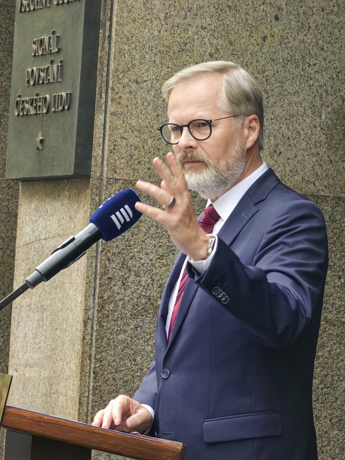 Petr Fiala na setkání 21. srpna.