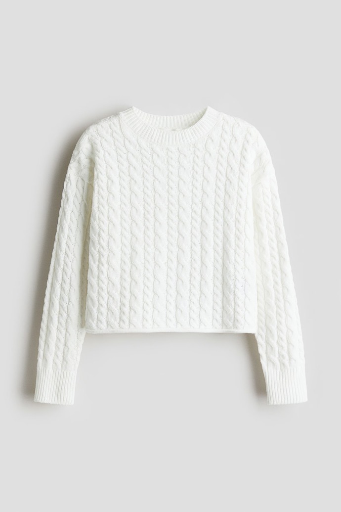 Pletený svetr s copánkovým vzorem pro dívky (velikost od 134 do 170 cm), H&M, 569 Kč