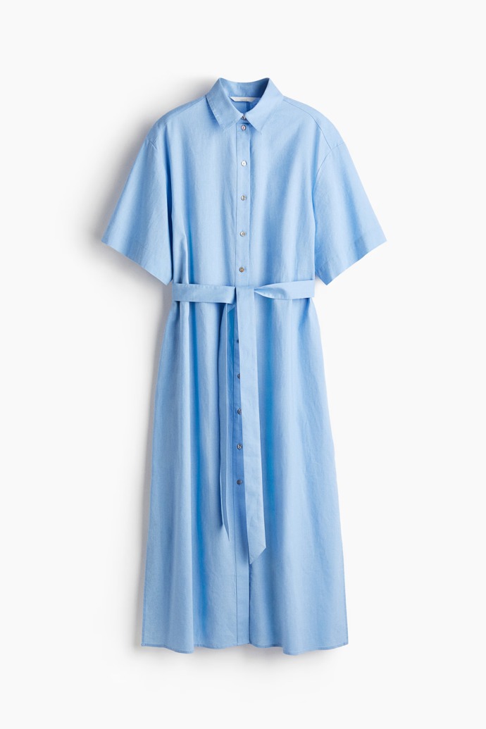 Košilové šaty ze směsi lnu, H&M, 979 Kč