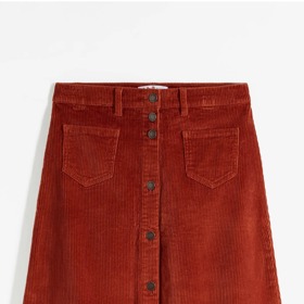 Strečová manšestrová sukně s knoflíky, Bonprix, 649 Kč