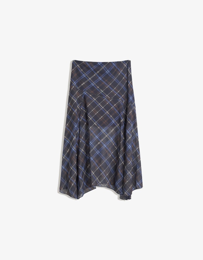 Asymetrická midi sukně s kostkou, Bershka, 699 Kč