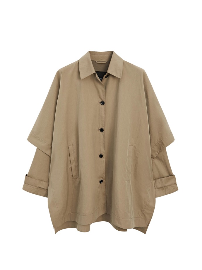 Trenčkot pelerínového stylu s dlouhými rukávy, Massimo Dutti, 4 599 Kč
