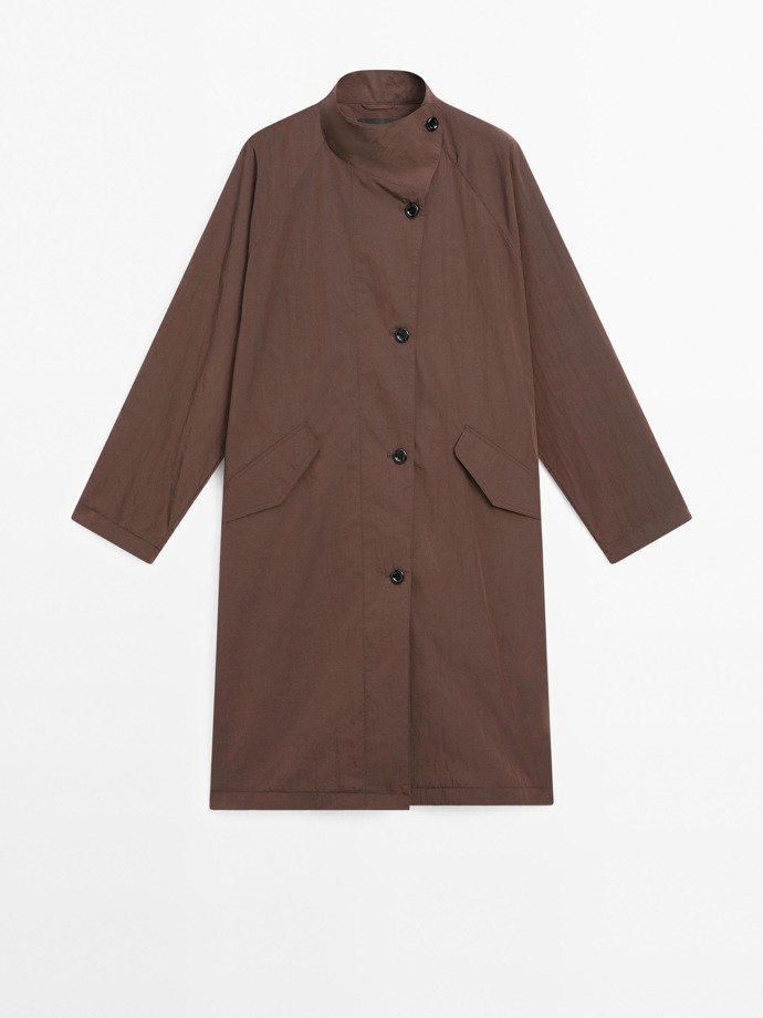 Voděodolný trenčkot oversize, Massimo Dutti, 3 299 Kč