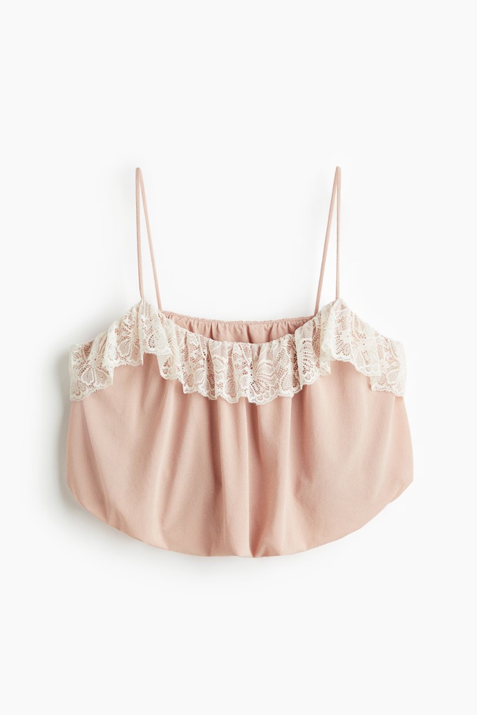 Top na ramínka s bublinovým lemem, H&M, 439 Kč