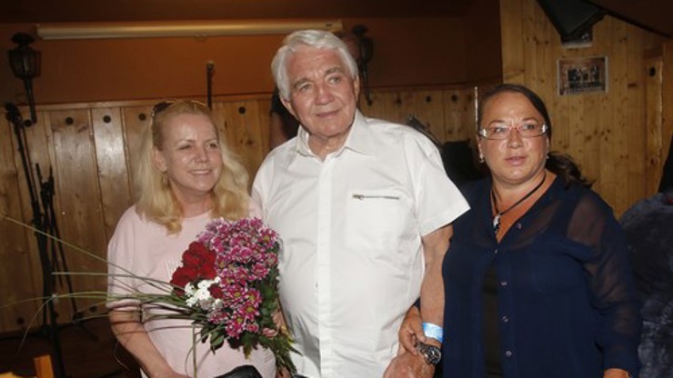 Jiří Krampol, Hana Krampolová a její sestra Marie Kotová na snímku z oslav osmdesátin herce.