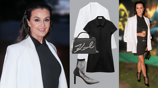 Černo-bílá elegance podle Ivy Kubelkové pro 45+: Minišaty se sakem okořenila šik ponožkovými kozačkami