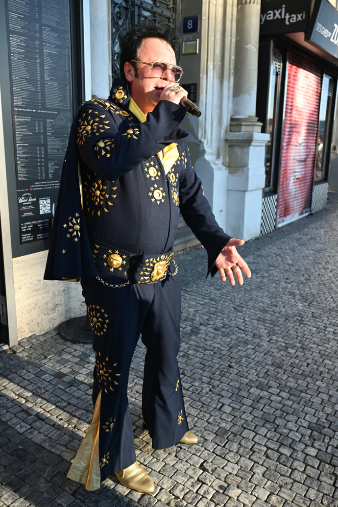 O hudební doprovod se pak postaral falešný Elvis.