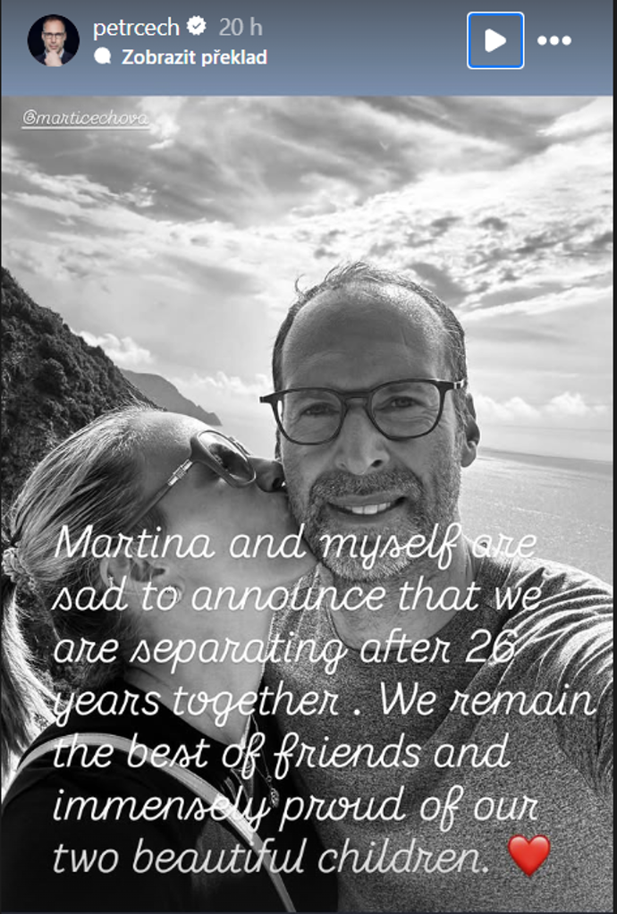 Petr a Martina Čechovi se rozcházejí. 