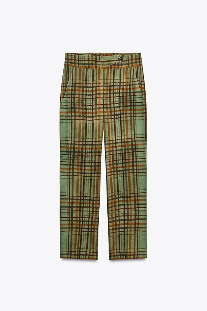 Kalhoty crop flare s kostkovaným vzorem, Zara, 1 799 Kč