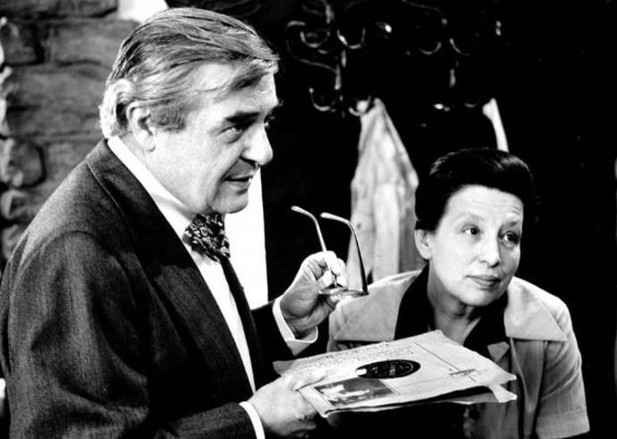 Václav Voska s Danou Medřickou ve filmu Noc klavíristy z roku 1976, kde ve své roli předvádí i bravurní hru na klavír, již ovládal.