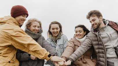 FOTO: přátelé, souhlas, skupina, podzim