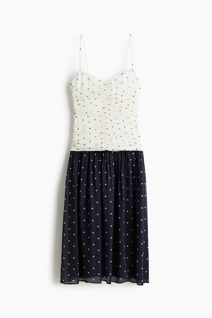 Nabírané šaty na ramínka, H&M, 1459 Kč