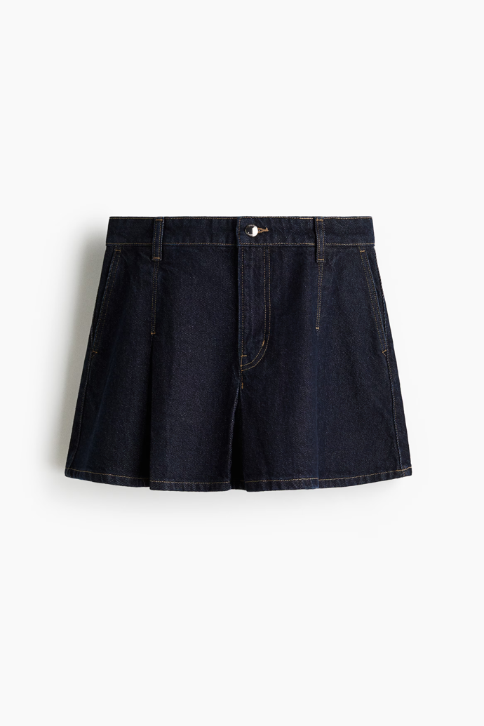 Skládaná džínová sukně, H&M, 619 Kč