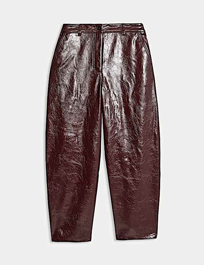 Texturované kalhoty koženého vzhledu s rovnými nohavicemi, Marks&Spencer, 1299 Kč