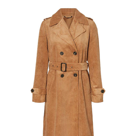 Manšestrový trenčkot ve velbloudím odstínu prodává například značka NYC Jackets, v přepočtu 4042 Kč.