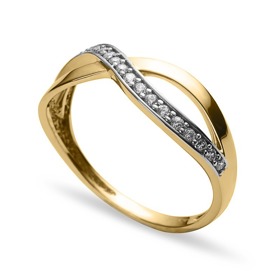 Prsten proplétaný s jednou řadou zirkonů ze žlutého zlata, Klenotnictví Jolleo, 8910 Kč