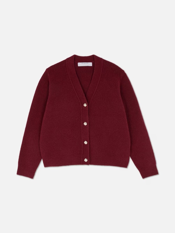 Volný kardigan se stříbrnými knoflíky a žebrovanými lemy, Primark, 415 Kč