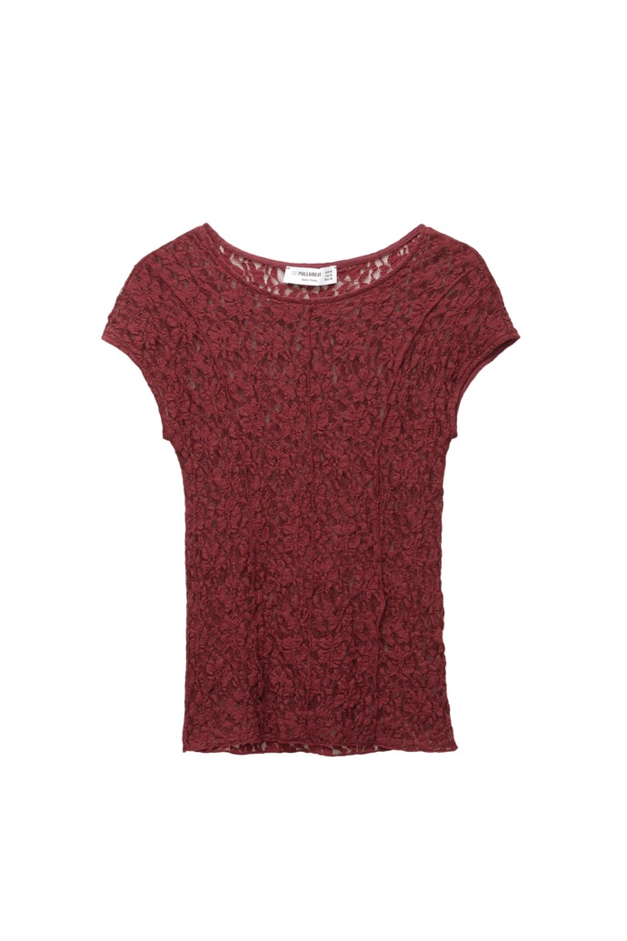 Krajkový top se švy, Pull&Bear, 449 Kč