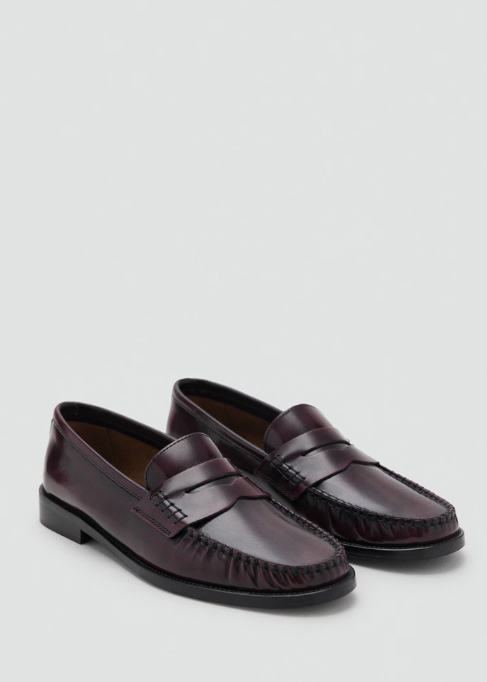 Kožené mokasíny s nabíráním, Mango, 2299 Kč