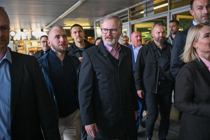 Petr Fiala v metru.