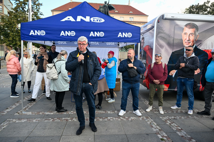 Karel Havlíček na dnešním setkání ANO. 