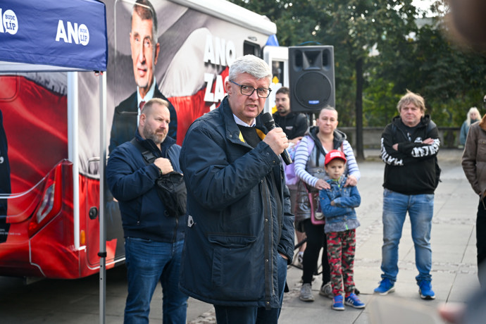 Karel Havlíček na dnešním setkání ANO. 