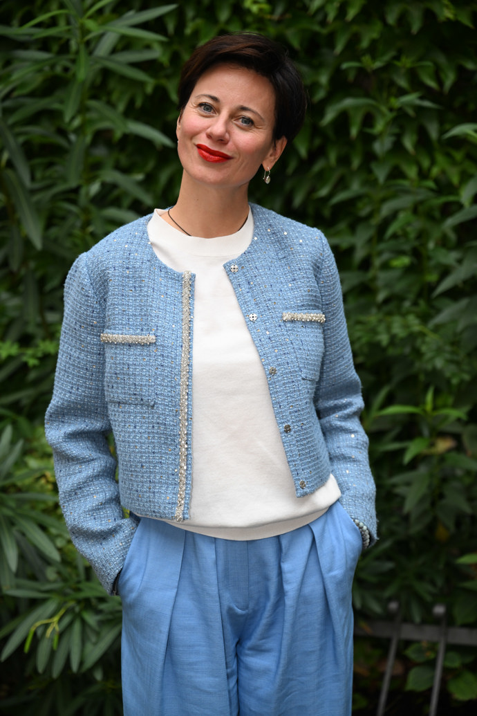 Dagmar Zázvůrková vynesla modrý outfit. 