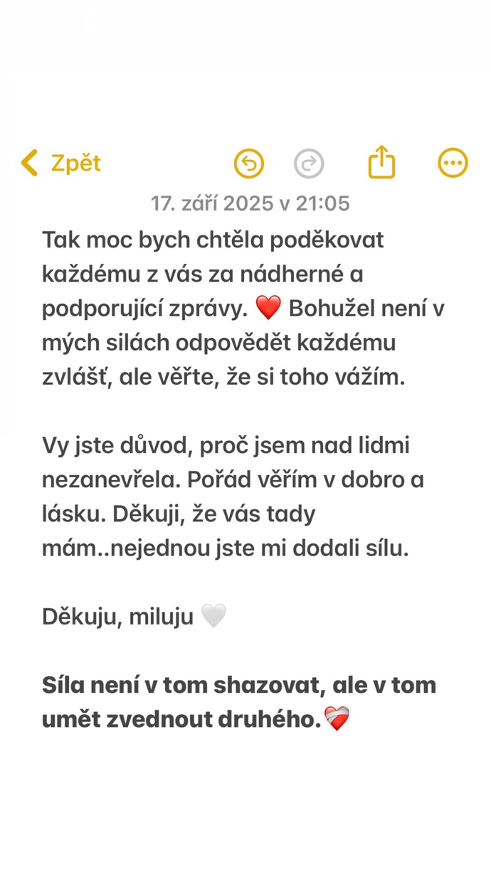 Natálie Kočendová poděkovala po nechutném útoku za podporu.