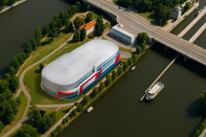 Vizualizace nové haly na Štvanici.