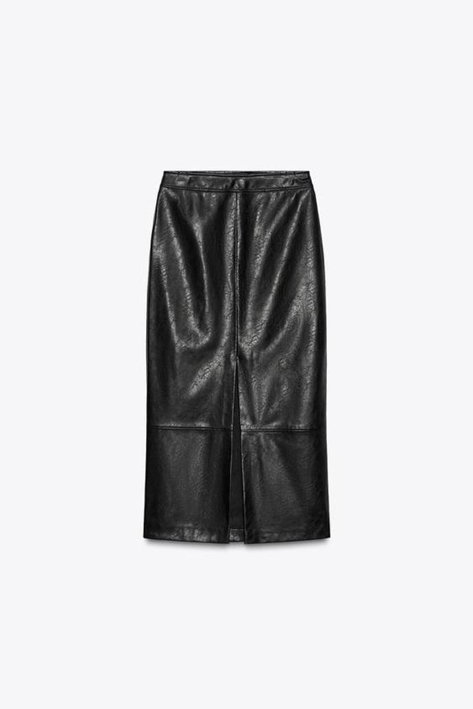 Midi sukně z imitace kůže, Zara, 699 Kč